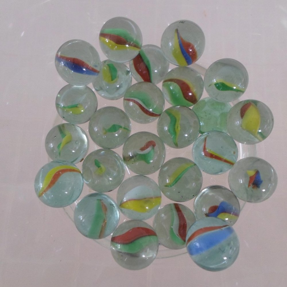 Glass Marbles / Stones – 2Lbs 3oz Clear with Multi-Color Interior